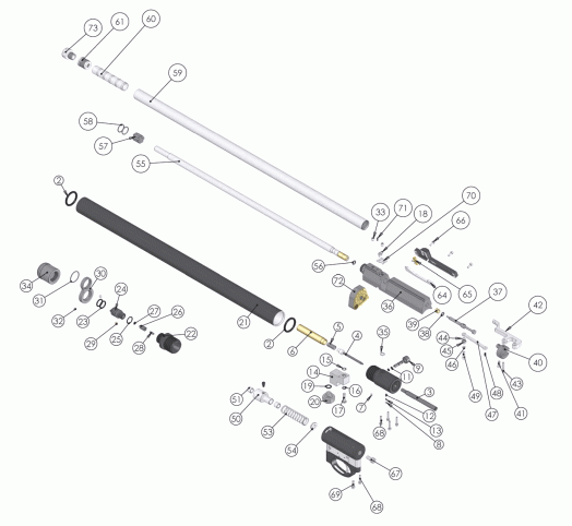 Взрыв-схема пневматической винтовки для охоты Air Arms S410 SL