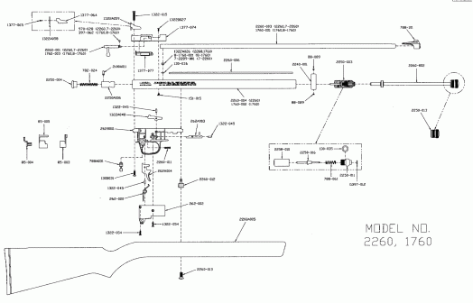 Схема разборки пневматической винтовки Crosman 1760 (2260) 