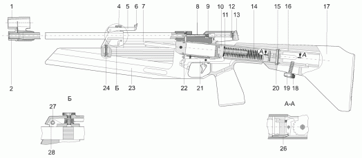 Схема устройства винтовки МР-60