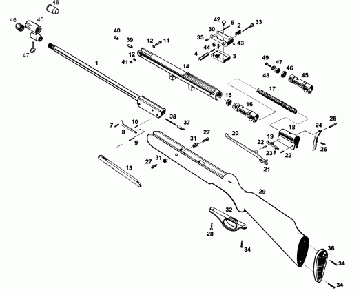 Взрыв-схема пневматической винтовки МР-512 - устройство